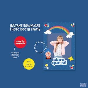 Plim Plim Clown Theme Kids Photo Frame Prop DOWNLOAD IMMEDIATO, Payaso Plim Plim Frame Printable, Plim Plim Photo Booth Prop. PLPR