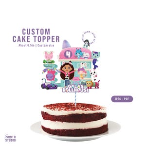 Topper na tort Gabby's Dollhouse. Wydrukowany Gabby Dollhouse. dom dla lalek Gabby. GADOPR