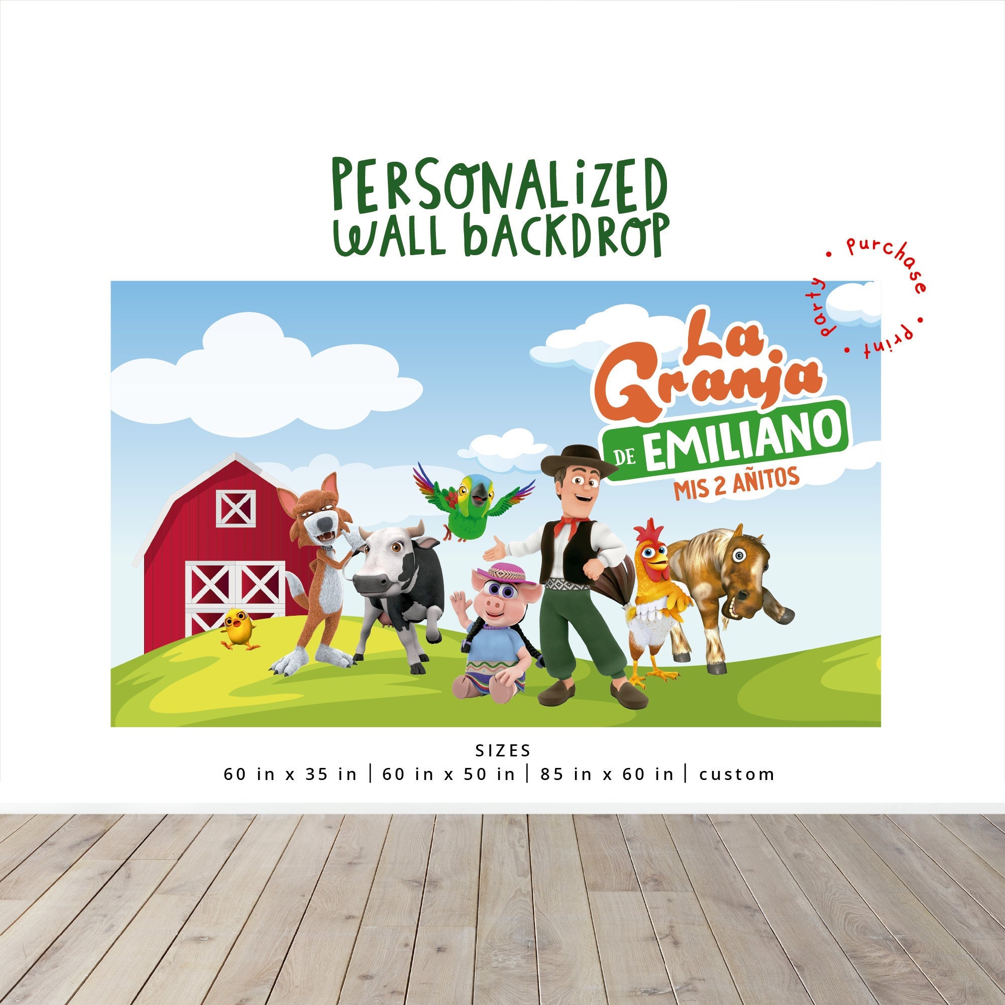 GRANJA de zenon Birthday Party Background for Photo Studio Cartoon Barn  Grassland Animals Round Circle Backdrop