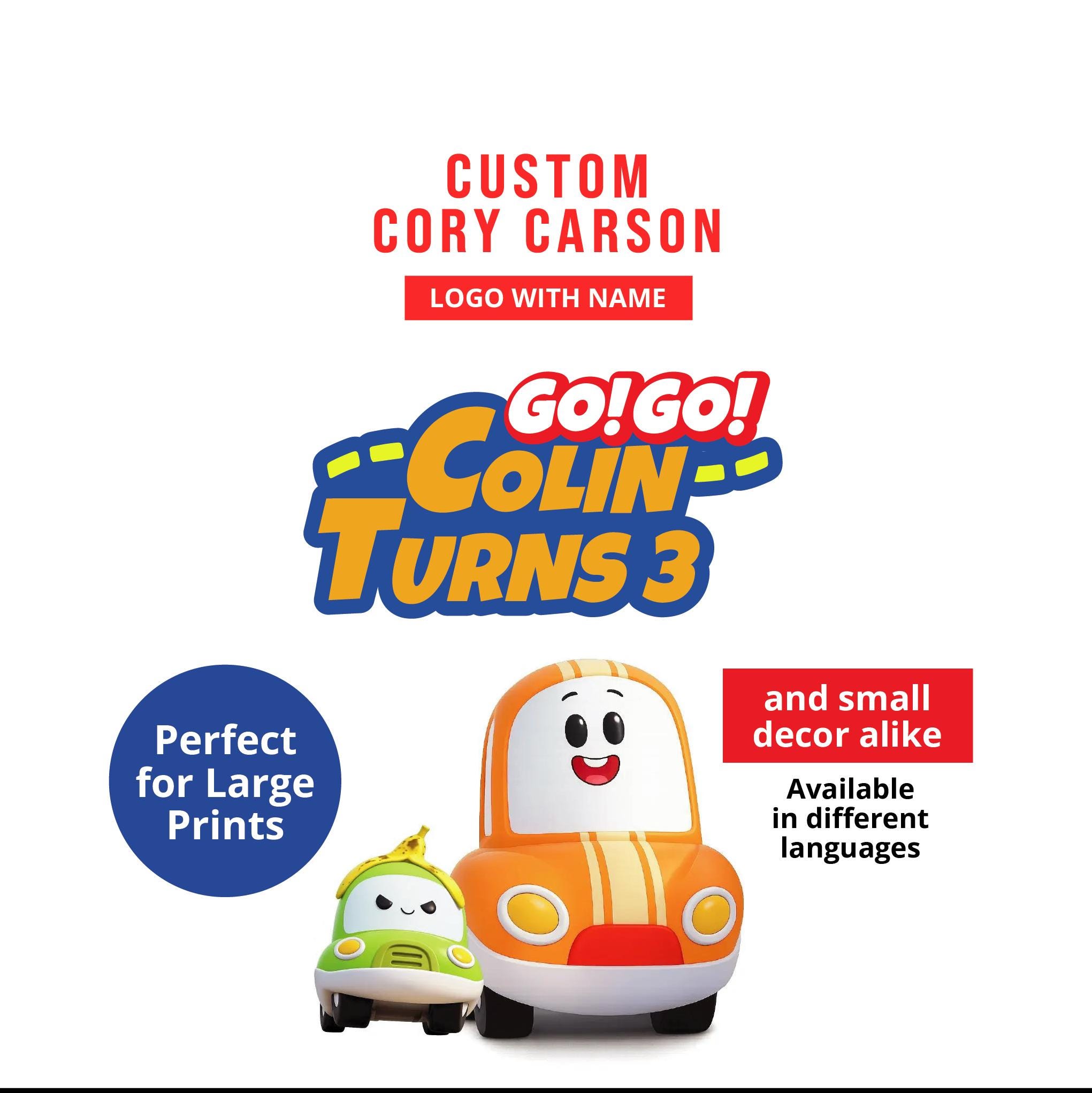 Large Go Go Cory Carson Custom Logo Design for Backdrop. Go Go Cory ...