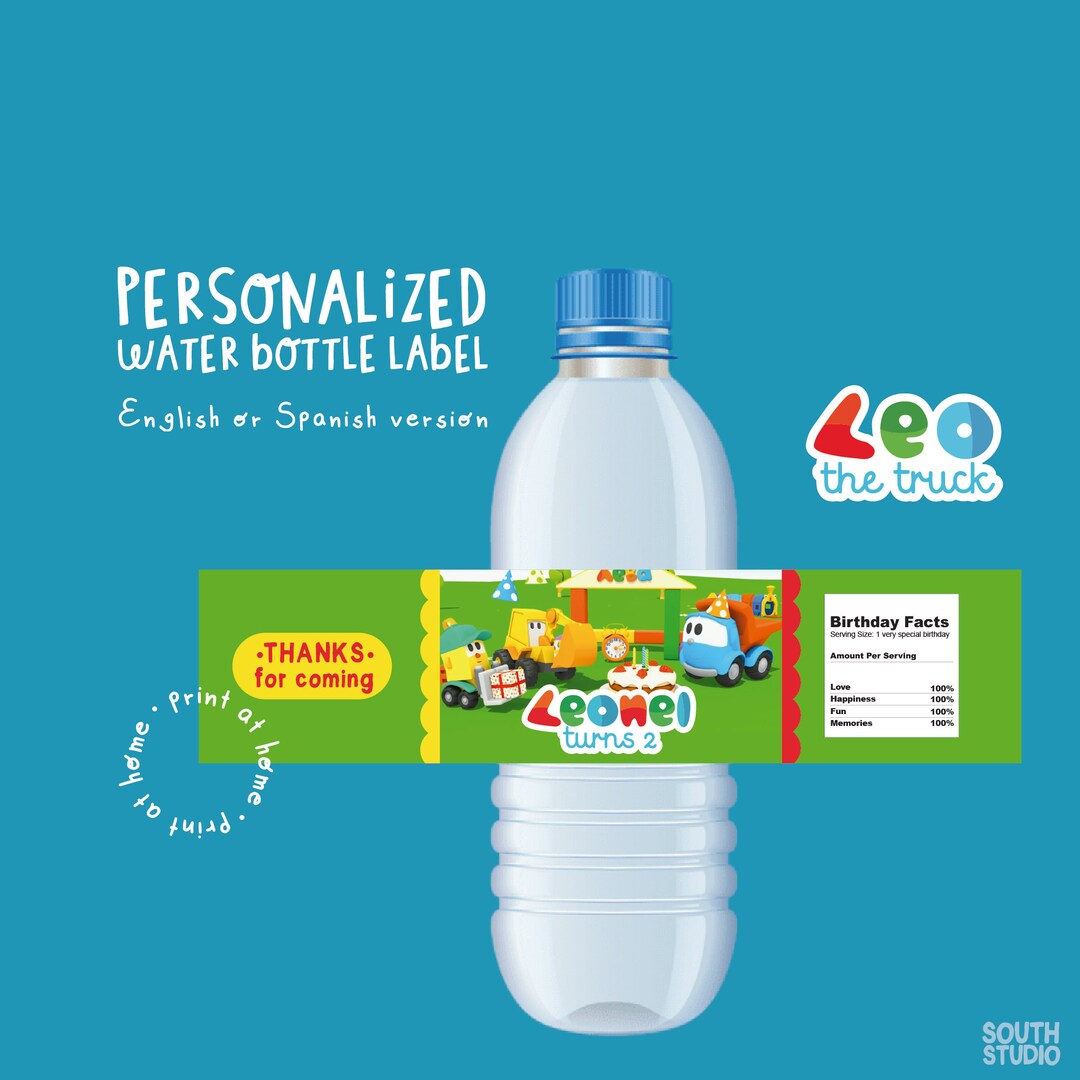 Leo the Truck Water Label. Leo the Truck Bottle Label. Leo the Truck ...