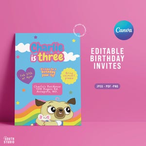 Invitación editable de Papa y Chip. Tarjeta de invitación de descarga instantánea de Papa, Nico, Mamá, Papá y Totsy. CHPOPR