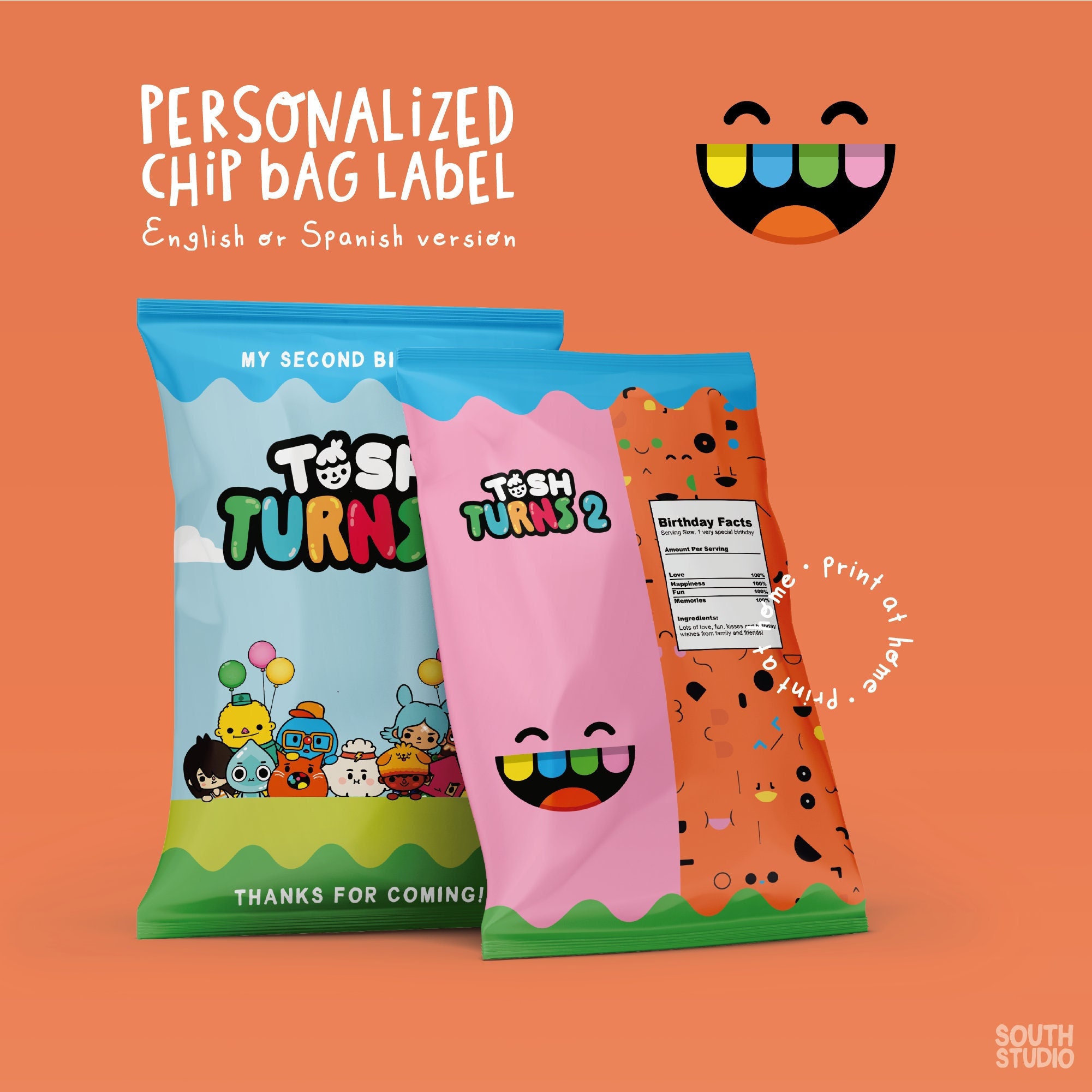 Toca Boca Chip Bag. Toca Life Party Treat Label. Toca World Etsy Ireland