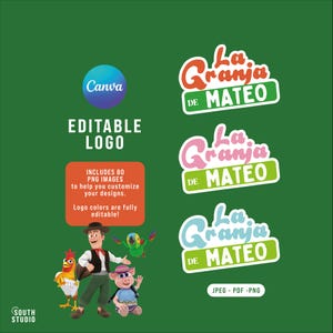 EDITABLE Logotipo personalizado La Granja de Zenon. Logotipo inspirado en CANVA Zenon Farm GRZEPR