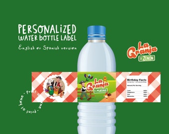 Zenon Farm Water Bottle Label, Personalized Printable (Digital)