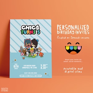 Toca Boca invitation. Toca life invitation. Toca Boca Party invitation. TOBOPR