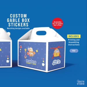 payaso Plim Plim Gable Box Labels Partydekoration Plim Plim Clown Giebel Box Aufkleber. Plim Plim Giebel Box Wrapper. PLPLPR