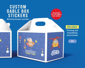 Plim Plim Gable Box Labels, Party Decoration (Digital Download)