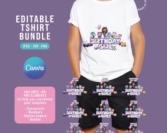 EDITABLE Gabbys Dollhouse 10 design bundle . Family tshirt Iron On Transfer or sublimation design. Gabby Dollhouse. GADOPR