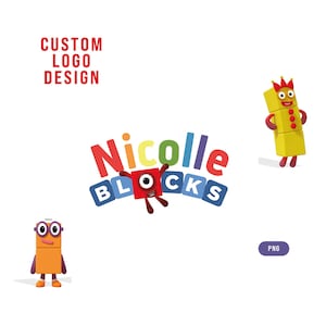 Number blocks inspired logo, Number blocks custom logo. NUBLPR