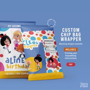 Cleo und Cuquin Chipbeutel Etikett. Familia Telerin Chip-Wrapper. CLCUPR