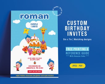 Plim Plim Birthday Invitation, Custom Party Invite (Digital File)