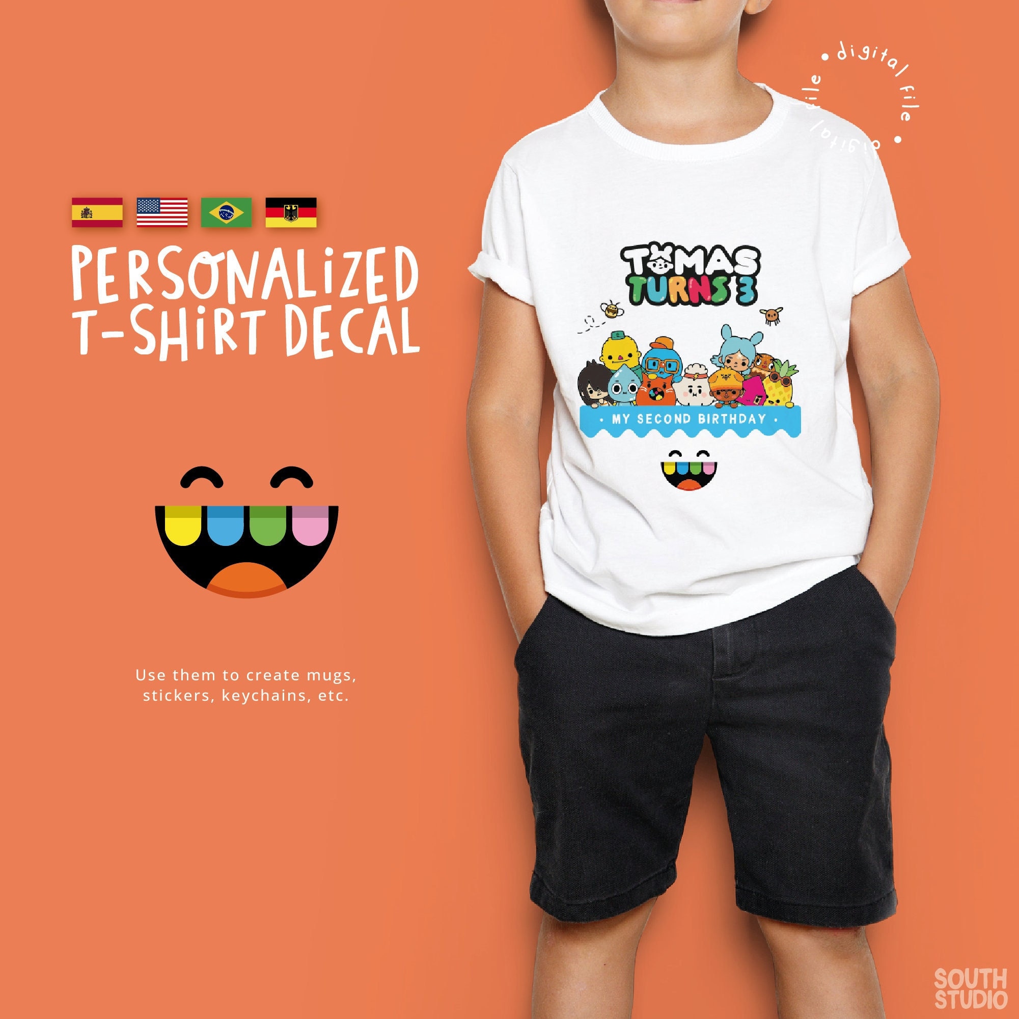 Toca Boca Iron On Transfer or sublimation design. Toca Life png decal. TOBOPR