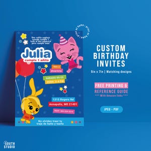 プリムプリムピエロ誕生日招待状、カスタム5x7（デジタルファイル）