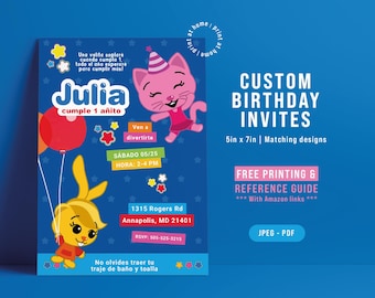 Plim Plim Clown Birthday Invitation, Custom 5x7 (Digital File)