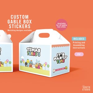 Toca Boca Gable Box Labels party decoration. Printable Toca Life gable box sticker. Toca World gable box wrapper. TOBOPR