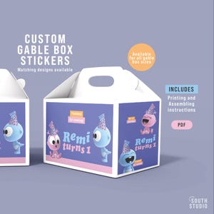 GooGoo GaaGaa Gable Box Labels party decoration. Printable Baby First gable box sticker.GooGoo gable box wrapper. GOGAPR