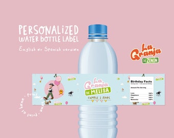 zenon farm water label. girly zenon farm bottle label. zenon farm printable for girl. GRZEPR