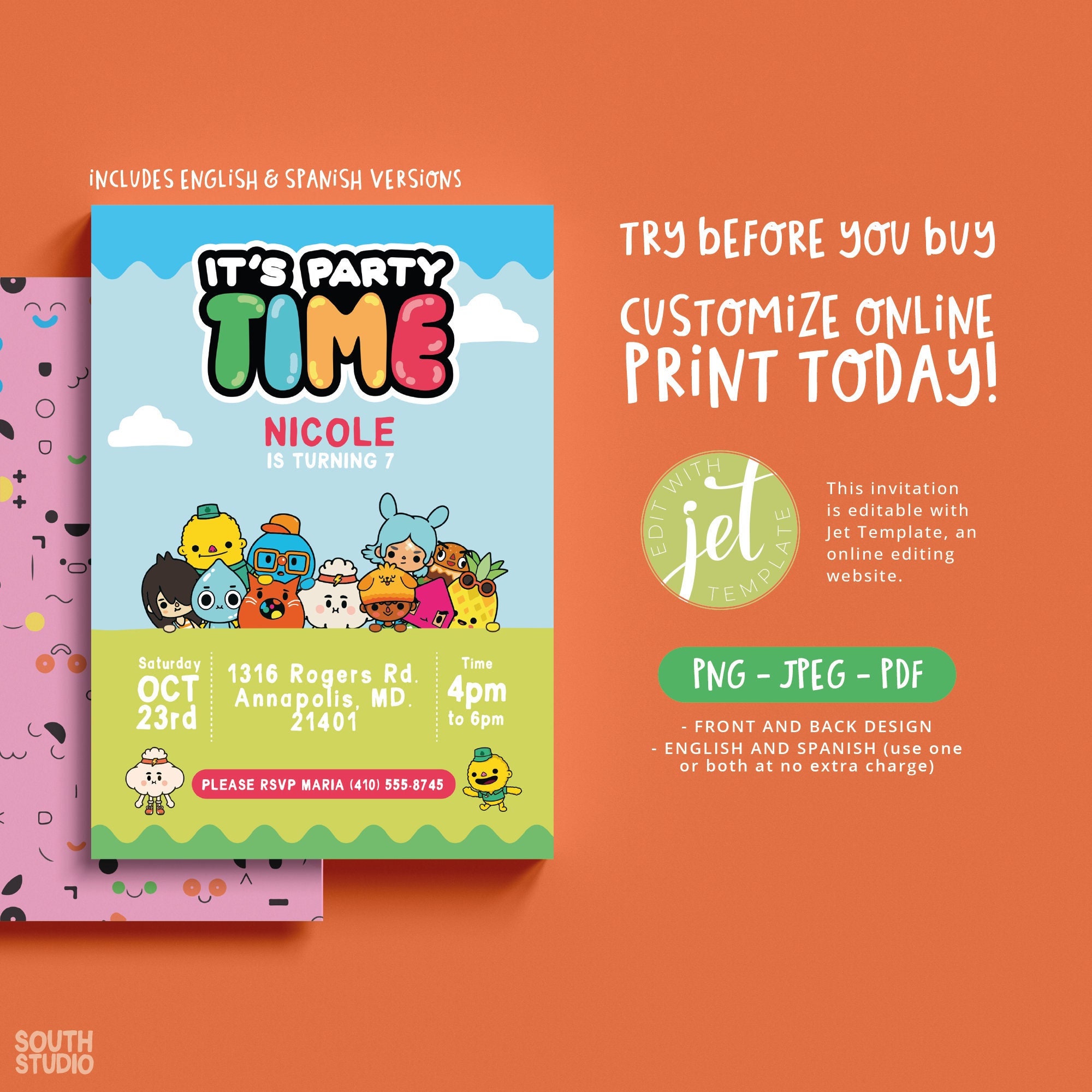 Toca Life World Invitation Printable DIY