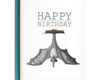 Carte de joyeux anniversaire chauve-souris