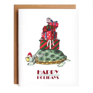 Tortoise Happy Holidays, Santa Card