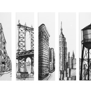 Set of 5 Bookmarks - New York City Buildings