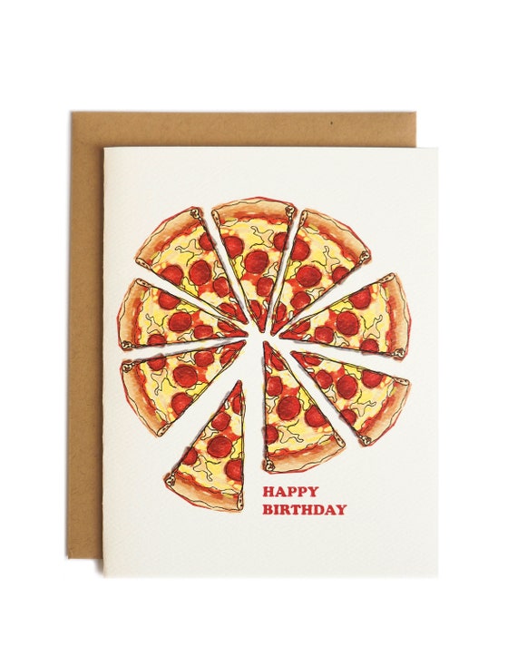 Pizza Birthday Card | Etsy
