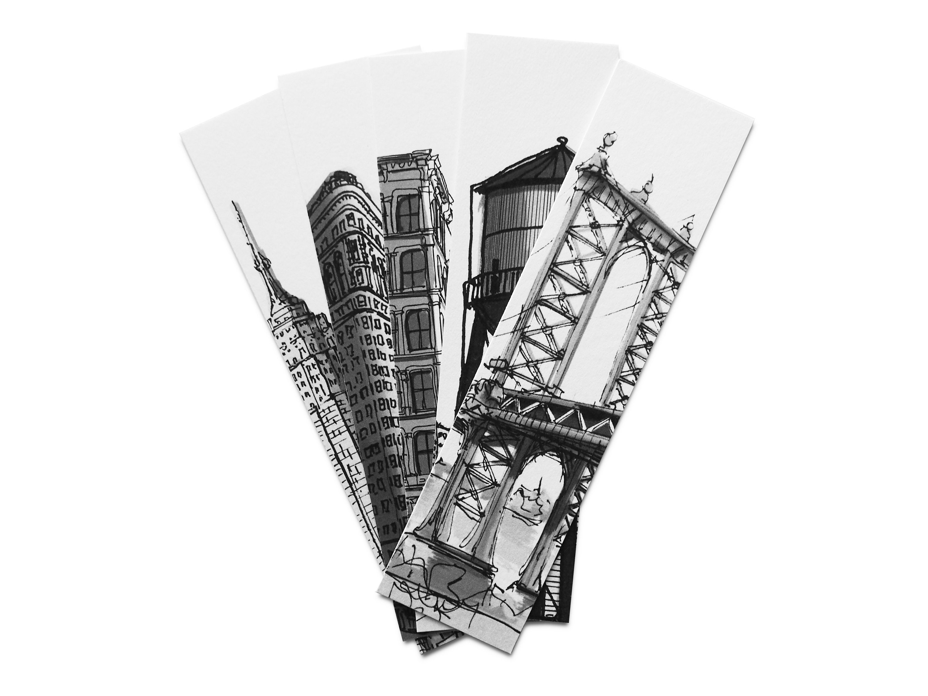 Set of 5 Bookmarks New York City Buildings Etsy