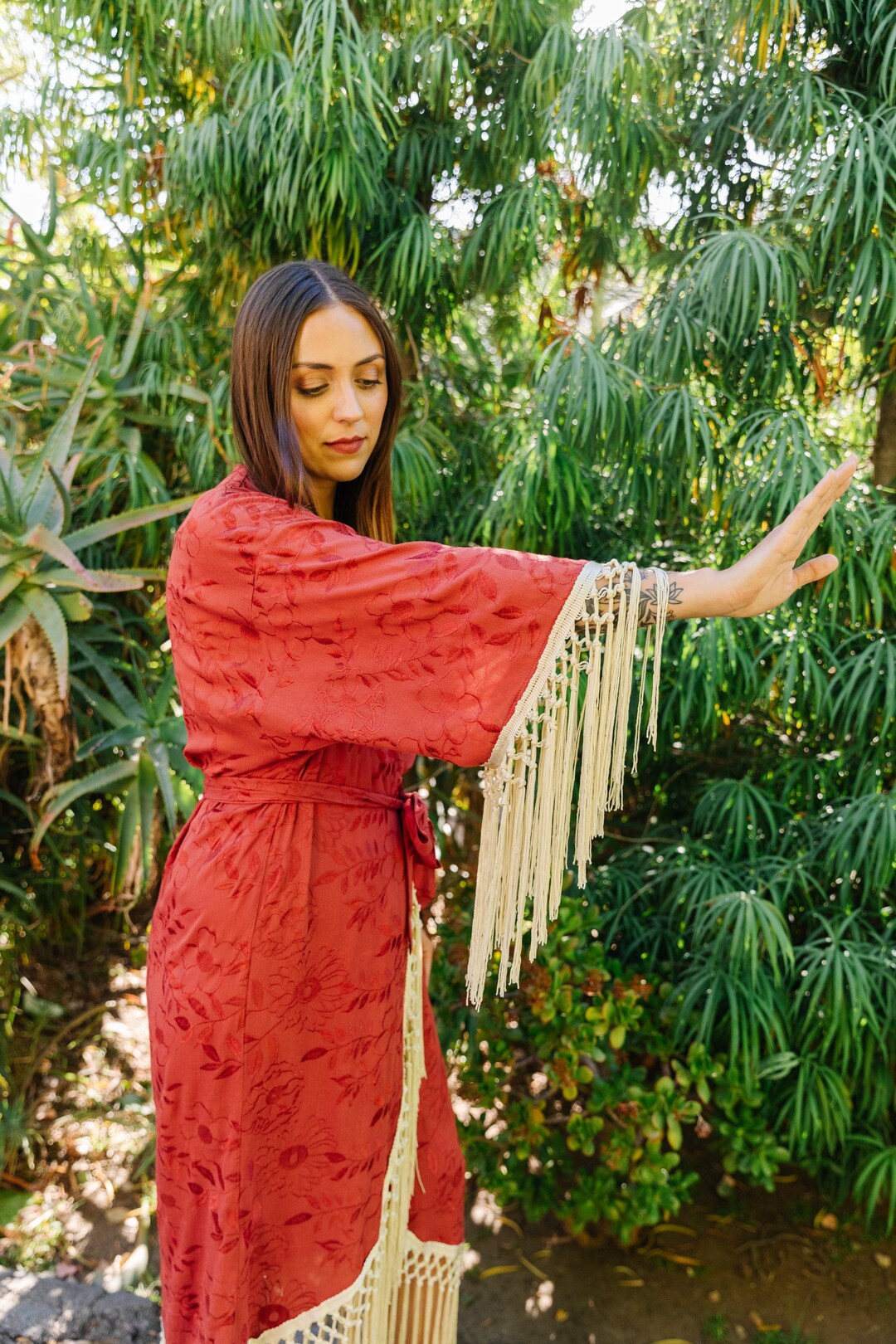 Vintage Red Bridal Robe / Gift for Bride / Boho Wedding / Bridal Party ...