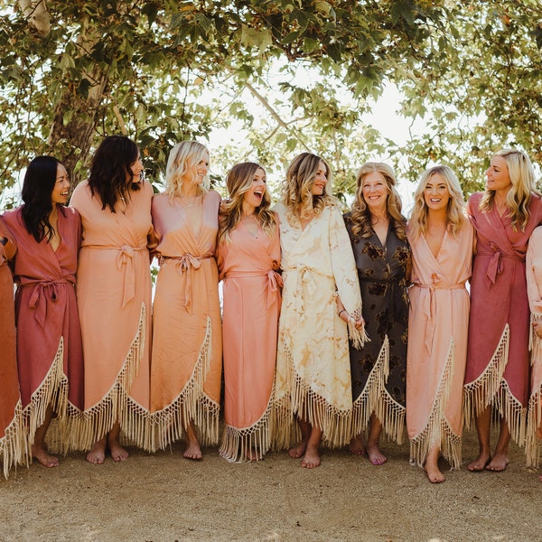 Custom Bridal Party Robes / Bridal Robe / Gift for Bride / Boho Wedding / Bridesmaid Gift  / Fringe Robe / Wedding  / Eco Friendly /  HERON