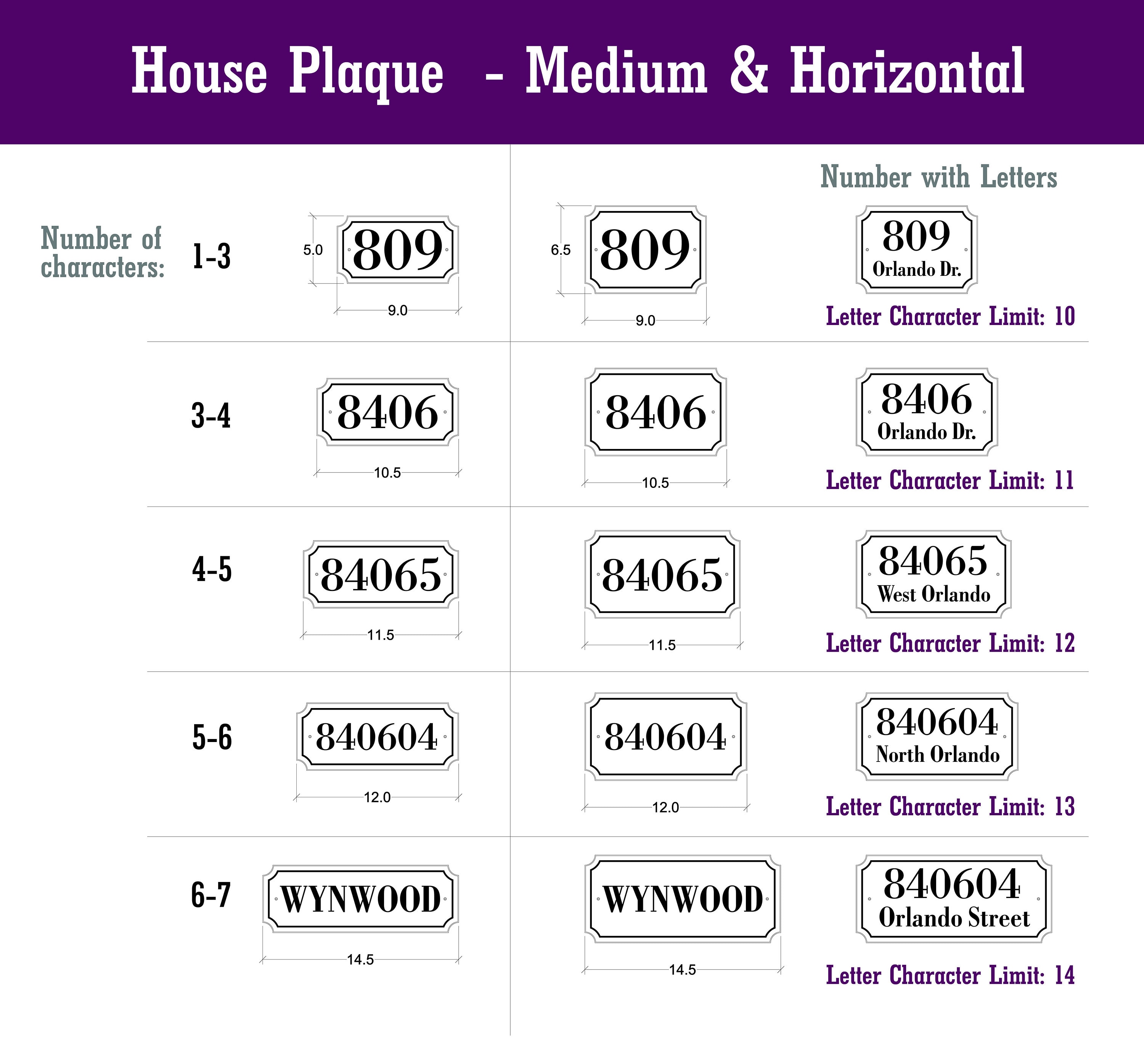 House Numbers Plaque Medium Address Plaque Vertical Custom House Numbers Signs Horizontal HDPE Plastic Weather-Resistant