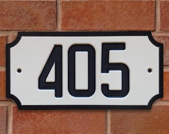 Letrero tradicional de número de casa personalizado de mediados de siglo: placa de dirección de plástico HDPE resistente a la intemperie, estilo costero pequeño