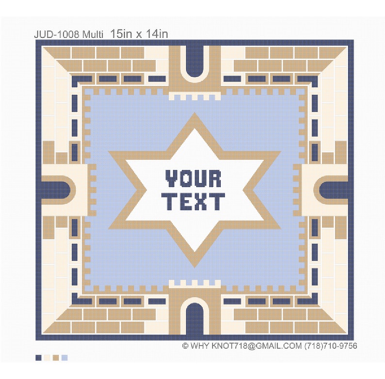 Handpainted Needlepoint Judaica Canvas Tefillin, Tallit Bag JUD1008