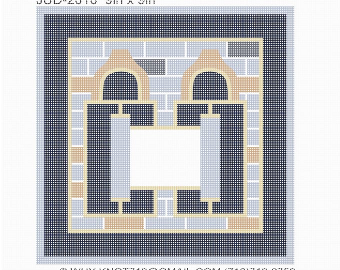 Handpainted Needlepoint Judaica Canvas: Tefillin, Tallit Bag (JUD-2016 Blue)