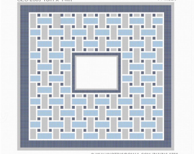 Needlepoint Hand painted Geometric Camouflage Canvas: Tefillin, Tallit Bag Set (GEO-2309 Blue)