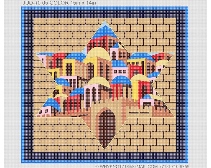 Handpainted Needlepoint Judaica Canvas: Tefillin, Tallit Bag (JUD-1005 Multi)