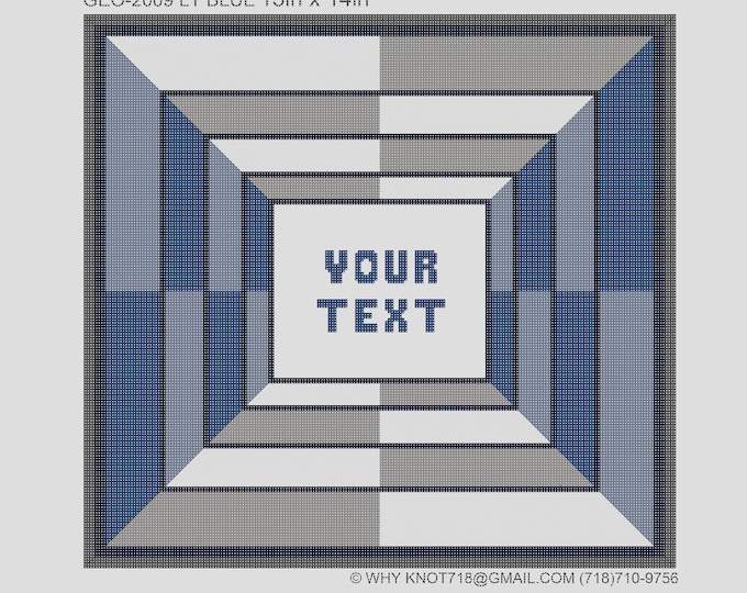 Needlepoint Handpainted Geometric Canvas: Tefillin, Tallit Bag Set (GEO-2009 LT Blue)