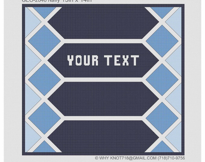Needlepoint Handpainted Geometric Canvas: Tefillin, Tallit & Challah Cover  (GEO-2046 Navy)