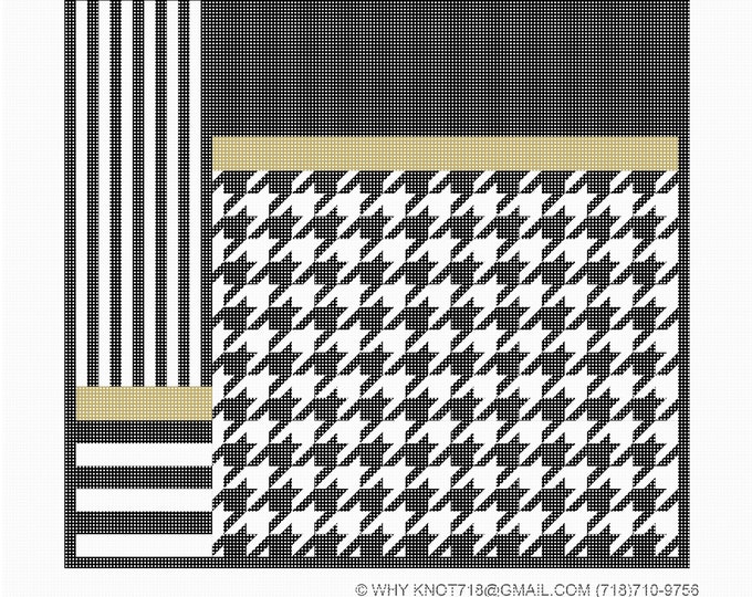 Needlepoint Hand painted Geometric Houndstooth  Canvas: Tefillin, Tallit Bag Set, Pillow  (GEO-2804 Black)