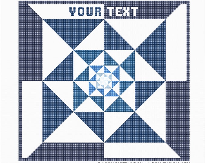 Needlepoint Handpainted Geometric Canvas: Tefillin, Tallit & Challah Cover  (GEO-2203  Blue)