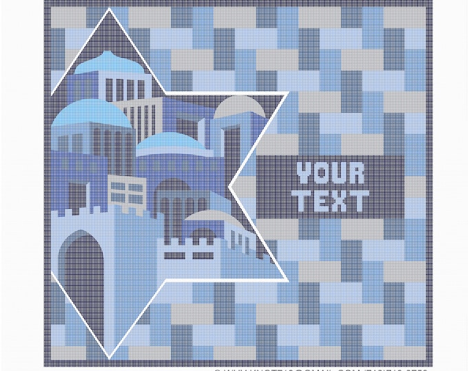 Handpainted Needlepoint Judaica Canvas: Tefillin, Tallit Bag (JUD-1013 Blue)