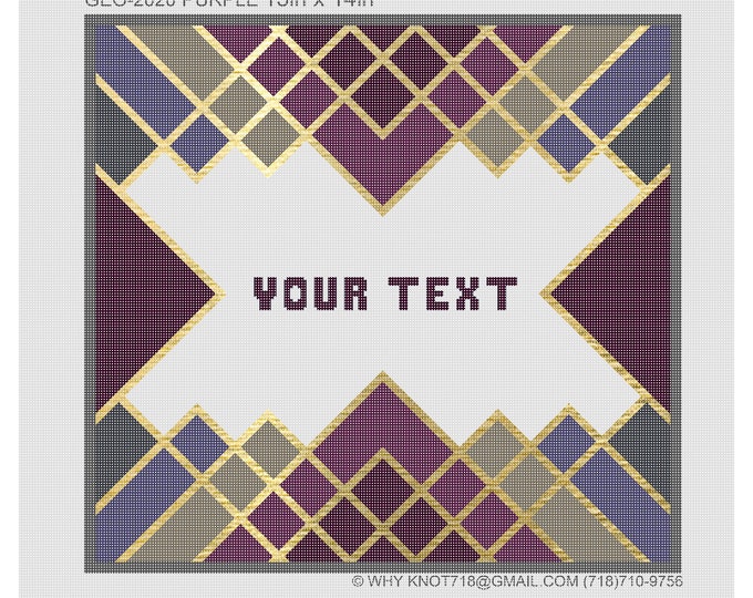 Needlepoint Handpainted Geometric Canvas: Tefillin, Tallit Bag Set (GEO-2020 Purple)