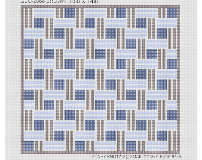 Needlepoint Handpainted Geometric Canvas: Tefillin, Tallit Bag Set (GEO-2068 Brown)