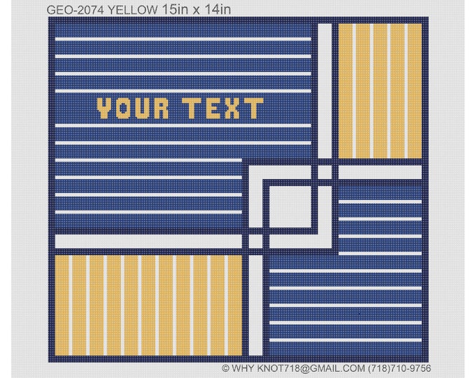 Needlepoint Handpainted Geometric Canvas: Tefillin, Tallit & Challah Cover  (GEO-2074  Yellow)