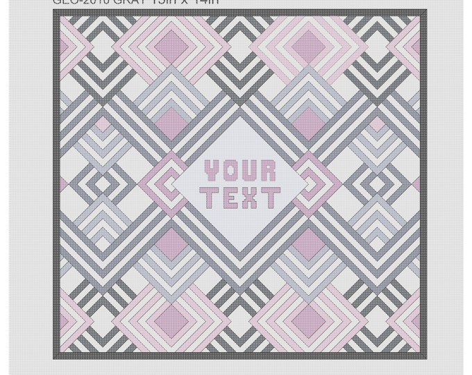 Needlepoint Handpainted Geometric Canvas: Tefillin, Tallit Bag Set (GEO-2010 Pink)