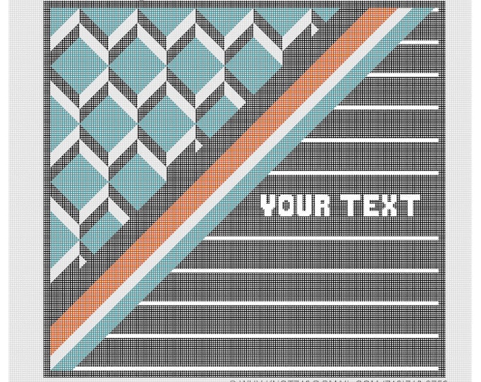 Needlepoint Handpainted Geometric Canvas: Tefillin, Tallit Bag Set (GEO-2118 Orange)