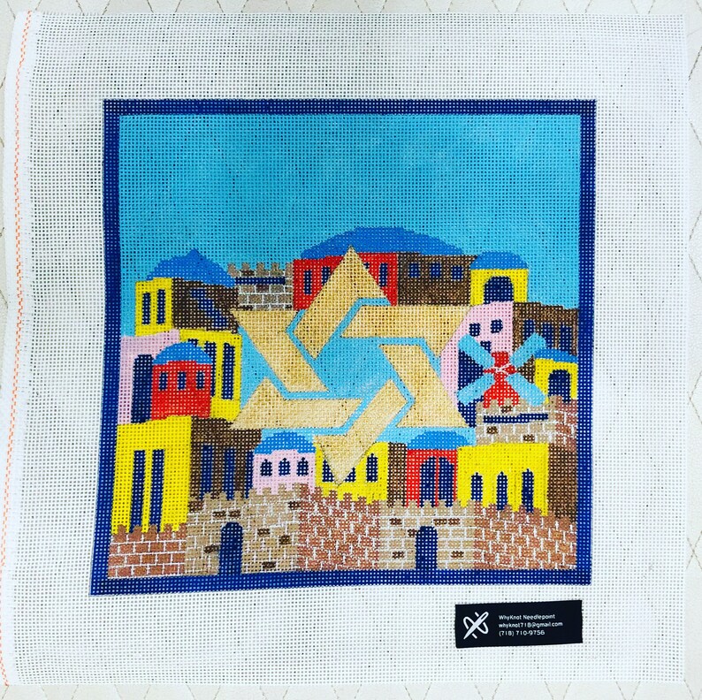 Needlepoint Handpainted Judaica Canvas Tefillin Tallit Bag Etsy