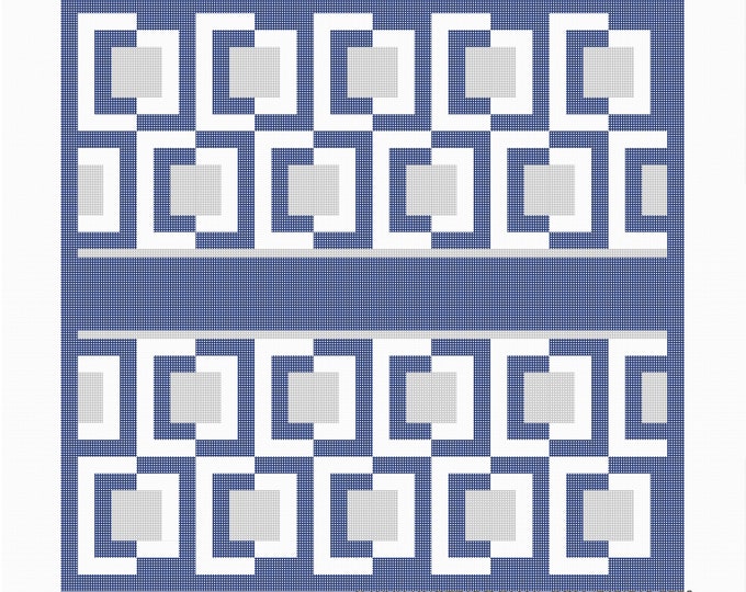 Needlepoint Handpainted Geometric Canvas: Tefillin, Tallit & Challah Cover  (GEO-2121  Silver)