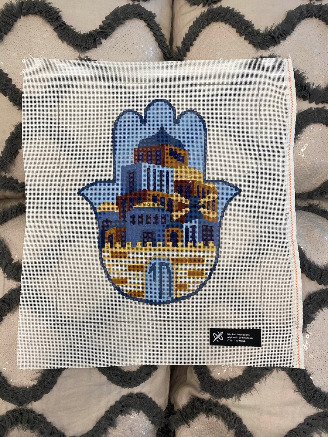 Needlepoint Handpainted Geometric Canvas Hamsa hamsa008 Etsy