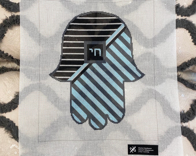 Needlepoint Handpainted Geometric Canvas: Hamsa  (Hamsa-007)